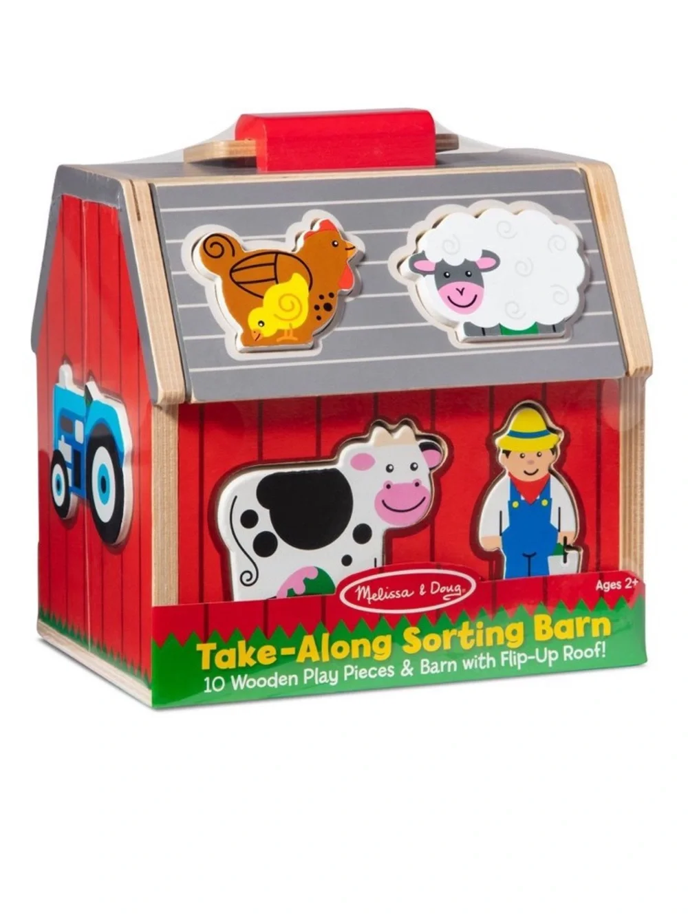 Melissa & Doug Take-Along Wooden Toy Barn with Farm Animals Shape Sorter *NEW*